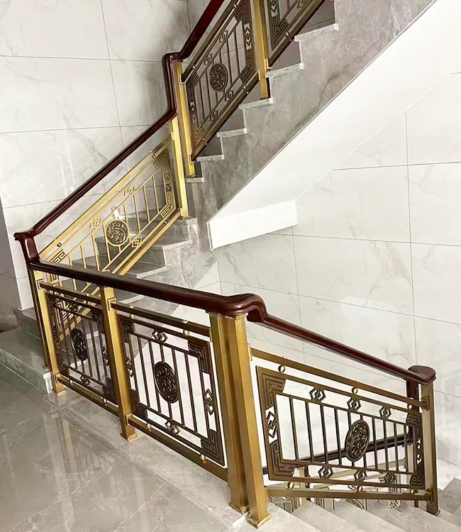 Sikat na Disenyong Dekorasyon na Aluminum Carved Interior Staircase Railing